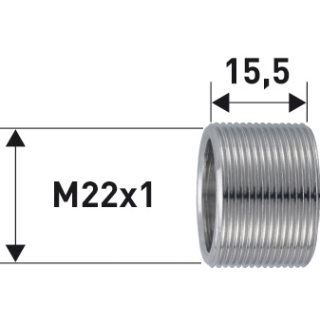 Gewinderohr Messing vernickelt M22X1 X 15.5 MM 50050296