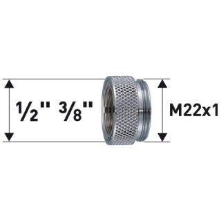 Reduktion Messing verchromt 1/2" X 3/8" X M22X1 50093096