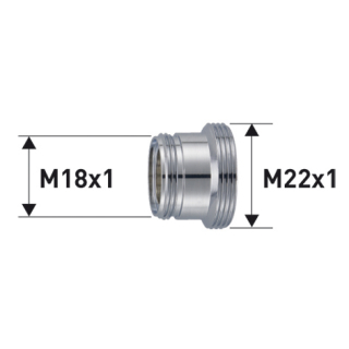 Reduktion Messing verchromt M18X1 X M22X1 50506596