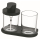 Seifenspender und Glashalter NIA Klarglas, unzerbrechlich, schwarz matt