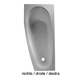 Badewanne Duscholux Piccolo Kunststoff Acryl, Modell 173 175 x 75 cm, Ablauf rechts