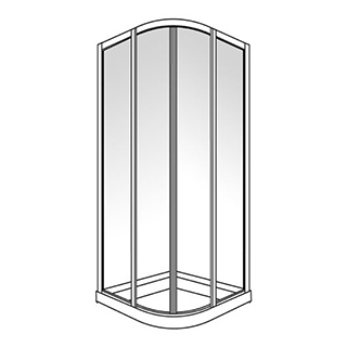 Eckeinstieg Duscholux Optima 300, 80 x 80 cm, Höhe 190 cm Round Viertelkreis 2 Schiebetüren