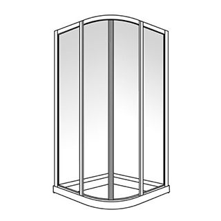 Eckeinstieg Duscholux Optima 300, 90 x 90 cm, Höhe 190 cm Round Viertelkreis 2 Schiebetüren