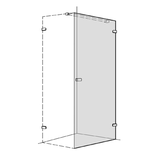 Flügeltüre Koralle S505 Höhe 200 cm, Band rechts 70,1 - 100 cm