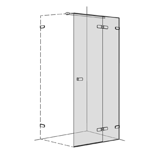 Flügeltüre Koralle S505 Höhe 200 cm, Band rechts mit Festelement Breite 70 - 100 cm