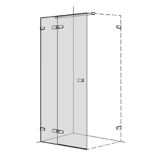 Flügeltüre Koralle S505 Höhe 200 cm, Band links mit Festelement Breite 100,1 - 140 cm