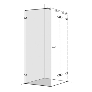 Seitenwand Koralle S505 Höhe 200 cm, Band links zu Flügeltüren 60,1 - 80 cm