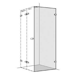 Seitenwand Koralle S505 Höhe 200 cm, Band rechts zu Flügeltüren 100,1 - 120 cm