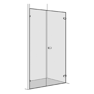 Flügeltüre Koralle S505 Höhe 200 cm, Band rechts mit Seitenwand in Front Breite 70 - 100 cm