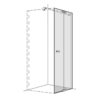 Pendeltüre Koralle S800 Höhe 200 cm, Band rechts mit Festelement Breite 78,5 - 80 cm