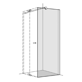 Seitenwand Koralle S800 Höhe 200 cm, Band rechts zu Pendeltüren 78,5 - 80 cm