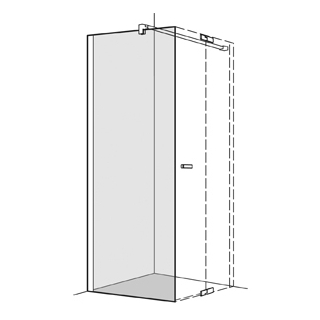 Seitenwand Koralle S800 Höhe 200 cm, Band links zu Pendeltüren 98,5 - 100 cm