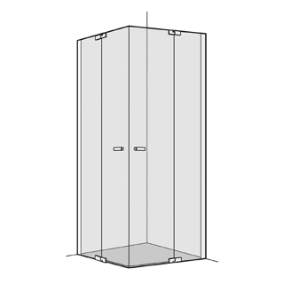 Eckeinstieg Koralle S800 2 Pendeltüren mit Festelementen 78,5 - 80 cm