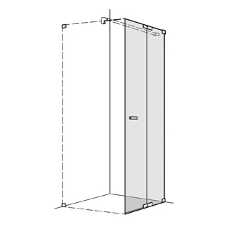 Pendeltüre Koralle S808 Höhe 200 cm, Band rechts mit Festelement Breite 100,1 - 140 cm