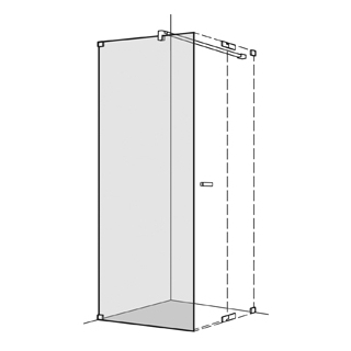 Seitenwand Koralle S808 Höhe 200 cm, Band links zu Pendeltüren Breite 101,1 - 120 cm