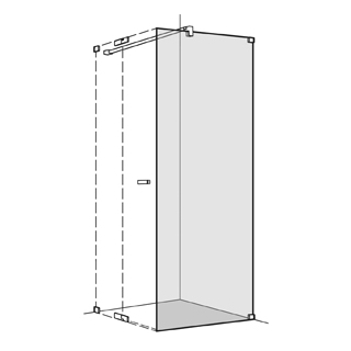 Seitenwand Koralle S808 Höhe 200 cm, Band rechts zu Pendeltüren Breite 101,1 - 120 cm