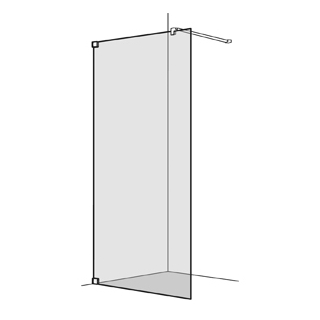 Seitenwand Koralle S808 freistehend Höhe 200 cm, Band links Breite 100 - 120 cm