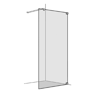 Seitenwand Koralle S808 freistehend Höhe 200 cm, Band rechts Breite 100 - 120 cm