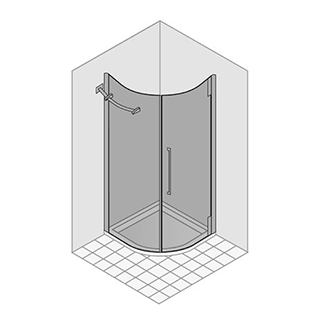 Eckeinstieg Duka Princess 4000 Viertelkreis, Höhe 195 cm 80 x 80 cm (78 - 80,5 cm) Türe ...