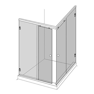 Eckeinstieg Renner-Quadro C2S Breite bis 100 x 100 cm Höhe bis 210 cm, (OK obere Führung...