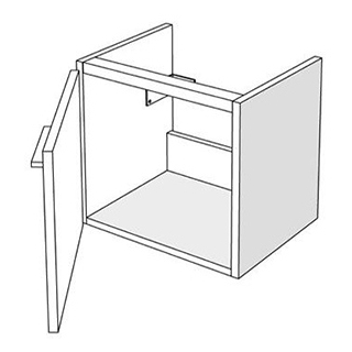 Waschtischmöbel Alterna Pro 1 Türe, Band links Breite 44 cm, Höhe 39 cm Tiefe 26,8 cm, o...