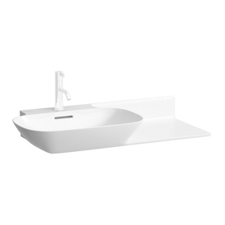 Waschtisch Ino 90 x 45/36 cm, mit Überlauf Armaturenloch Abstellfläche rechts