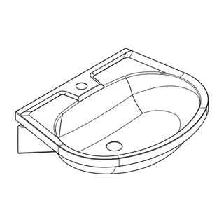 Waschtisch Franke 55 x 45 cm, Armaturenloch Siebventil 1 1/4" Befestigungsmaterial