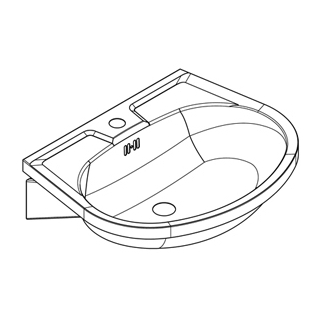 Waschtisch Franke 55 x 45 cm, Armaturenloch Kettenventil 1 1/4" Befestigungsmaterial