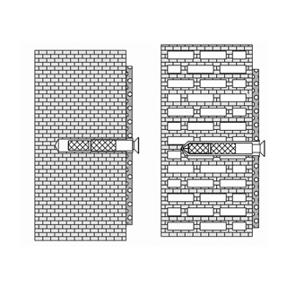 Befestigungsmaterial Hewi 4-teilig, für Vollziegel Kalksandlochstein und Hochlochziegel