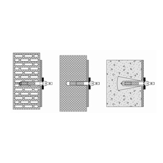 Befestigungsmaterial Hewi zu Rückenstütze für Leichtbeton, Beton und Lochziegel