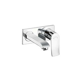 Wandmischer hansgrohe Metris Auslauf fest, Ausladung 165 mm mit Platte, ohne Einbaukörper<b...