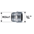 NEOMATIC Reduktion Messing verchromt M24X1 AG X 3/4 AG