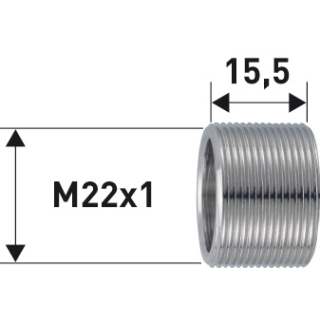 Gewinderohr Messing vernickelt M22X1 X 15.5 MM