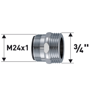 Reduktion Messing verchromt M24X1 X 3/4