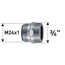 Reduktion Messing verchromt M24X1 X 3/4