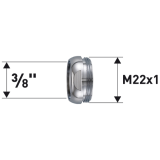 Reduktion Messing verchromt 3/8 X M22X1