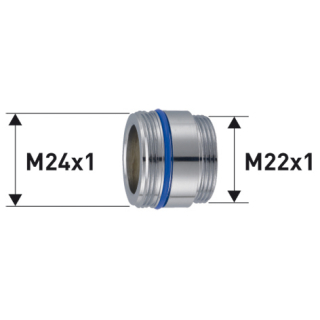 Reduktion Messing verchromt CACHÉ® STD/M24X1 M24X1 X M22X1