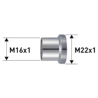 Reduktion Messing verchromt M16X1 X M22X1