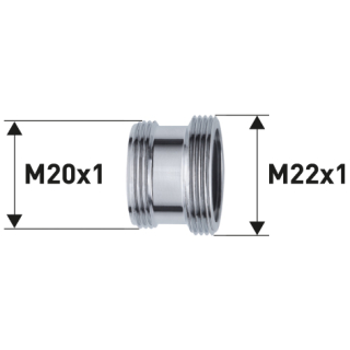 Reduktion Messing verchromt M20X1 X M22X1