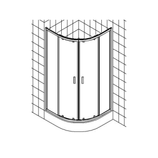 Viertelkreisdusche 2-tlg. SMARAGD IBIZA SMI2 T20 09018 WEM 885-900(910) mm, Höhe 1850 mm