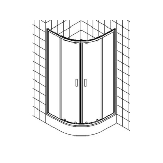 Viertelkreisdusche 2-tlg. SMARAGD IBIZA SMI2 T10 10018 WEM 985-1010 mm, Höhe 1850 mm