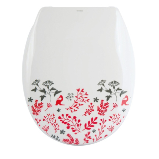THERMOHART-TOILETTENSITZ LANGSAM SCHLIEßEN FLORAL ROT