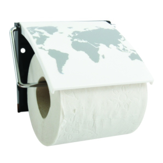 TOILETTENROLLENHALTER THE WORLD GRAU WEISS