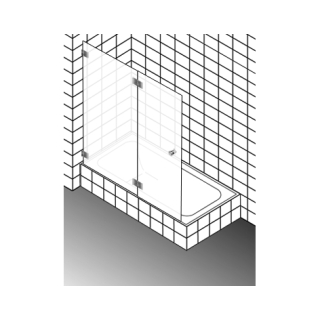 Wannenfaltwand 2-flg. Dusch-Design DIAMANT ALVA DT31.BW2D103-160 Breite 631 mm bis max. 1030 mm