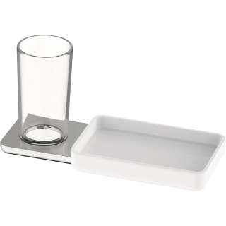 Glashalter und Ablageschale SMARAGD LIV BA58201 chrom, Glas klar, Ausladung 118 mm