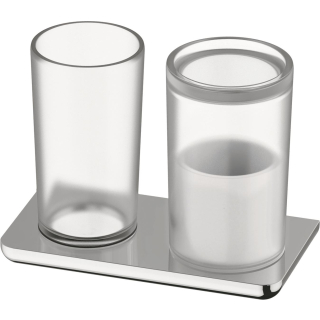 Glashalter mit Hygiene-/Utensilienbox SMARAGD LIV BA58206 chrom, Glas matt, Ausladung 90 mm