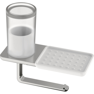 Hygiene-/Utensilienbox mit Seifenschale SMARAGD LIV Rollenhalter, chrom, Ausladung 105 mm