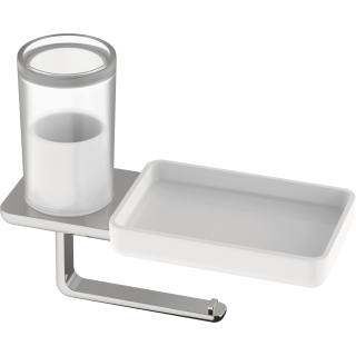 Hygiene-/Utensilienbox mit Ablageschale SMARAGD LIV Rollenhalter, chrom, Ausladung 118 mm