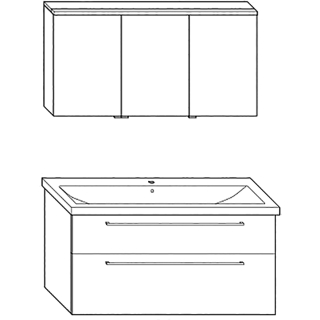 CH-Möbelverbau Optima L Weiss Hochglanz, B 1230 mm, T 490 mm