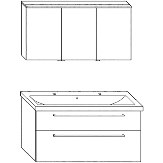 CH-Möbelverbau Optima L Weiss Hochglanz, B 1230 mm, T 490 mm